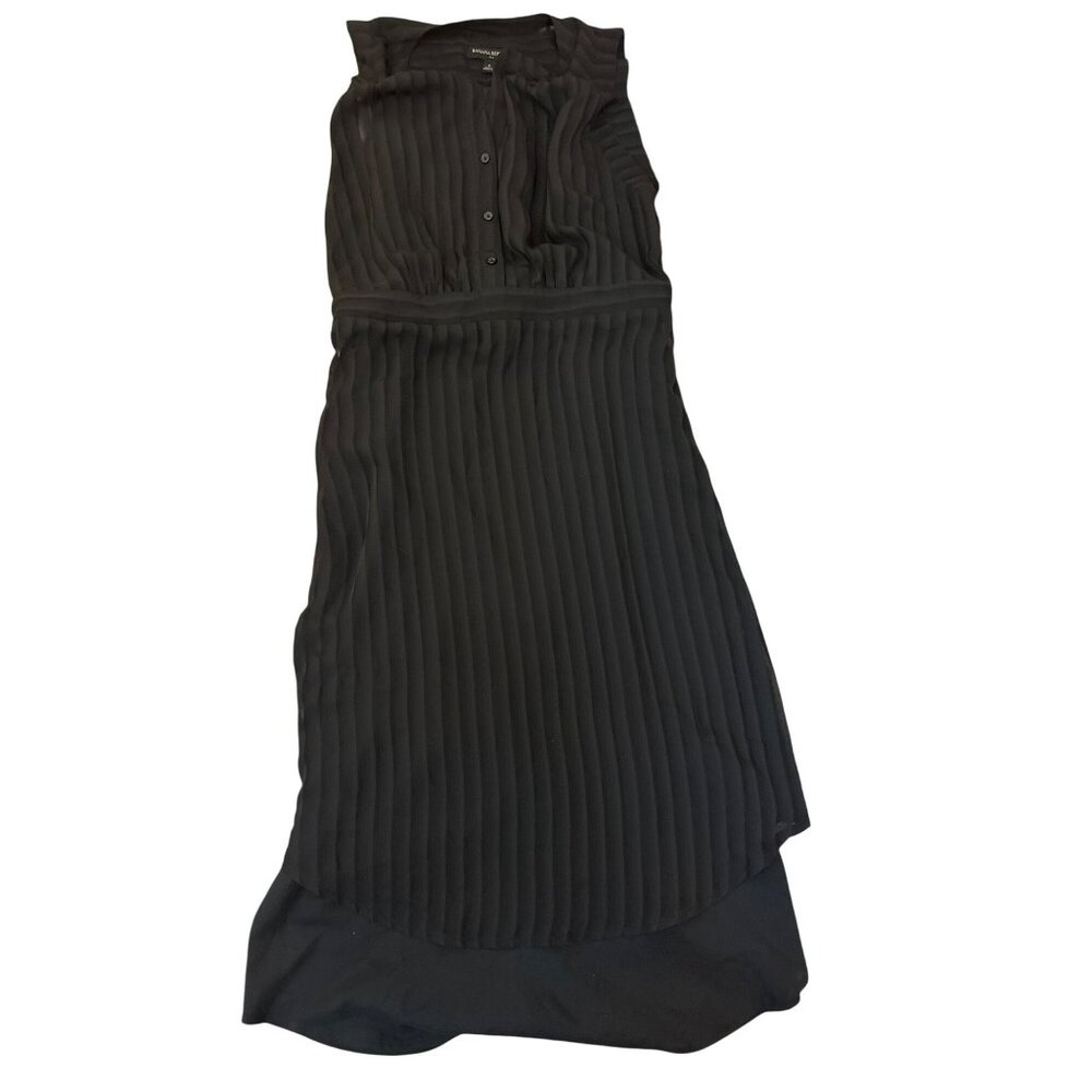 Banana Republic Pleated Black Sleeveless Dress Size 6 Sheer Cocktail Party